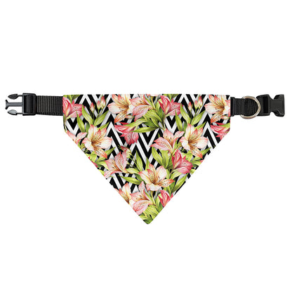 Pastel Alstroemeria Zigzag Pattern Print Over The Collar Dog Bandana