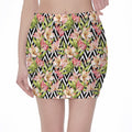 Pastel Alstroemeria Zigzag Pattern Print Pencil Mini Skirt