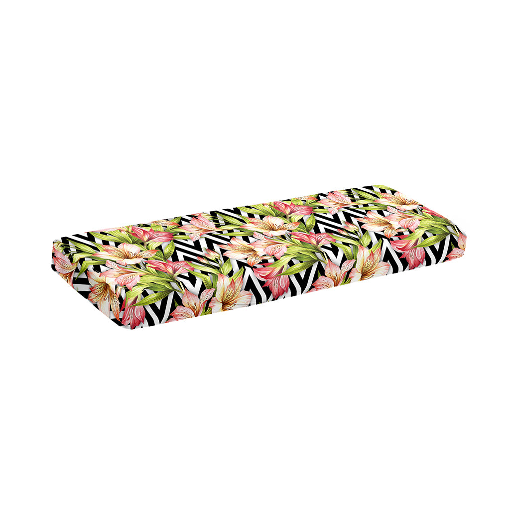 Pastel Alstroemeria Zigzag Pattern Print Piano Keyboard Cover