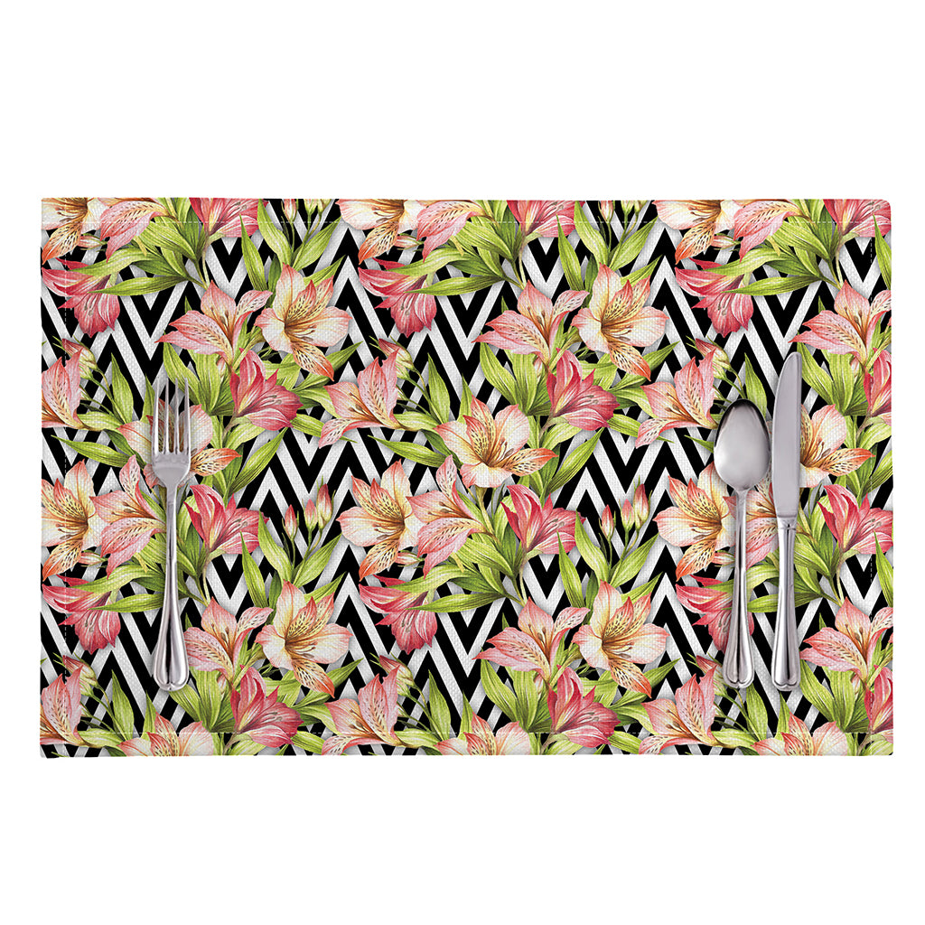 Pastel Alstroemeria Zigzag Pattern Print Placemat
