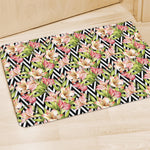 Pastel Alstroemeria Zigzag Pattern Print Polyester Doormat