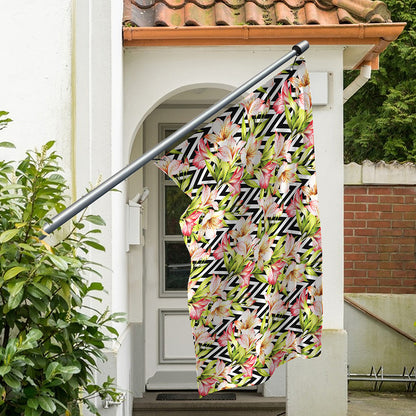 Pastel Alstroemeria Zigzag Pattern Print Polyester Flag