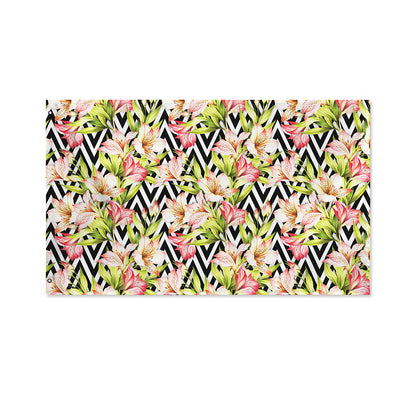 Pastel Alstroemeria Zigzag Pattern Print Polyester Flag