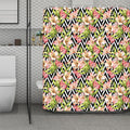 Pastel Alstroemeria Zigzag Pattern Print Polyester Shower Curtain