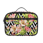 Pastel Alstroemeria Zigzag Pattern Print Portable Lunch Bag