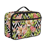 Pastel Alstroemeria Zigzag Pattern Print Portable Lunch Bag