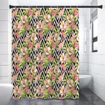 Pastel Alstroemeria Zigzag Pattern Print Premium Shower Curtain