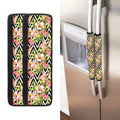 Pastel Alstroemeria Zigzag Pattern Print Refrigerator Handle Covers