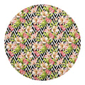 Pastel Alstroemeria Zigzag Pattern Print Round Blanket