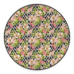 Pastel Alstroemeria Zigzag Pattern Print Round Floor Mat