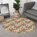 Pastel Alstroemeria Zigzag Pattern Print Round Rug