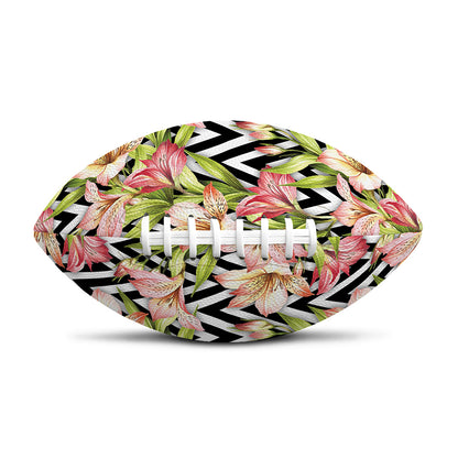 Pastel Alstroemeria Zigzag Pattern Print Rugby Ball