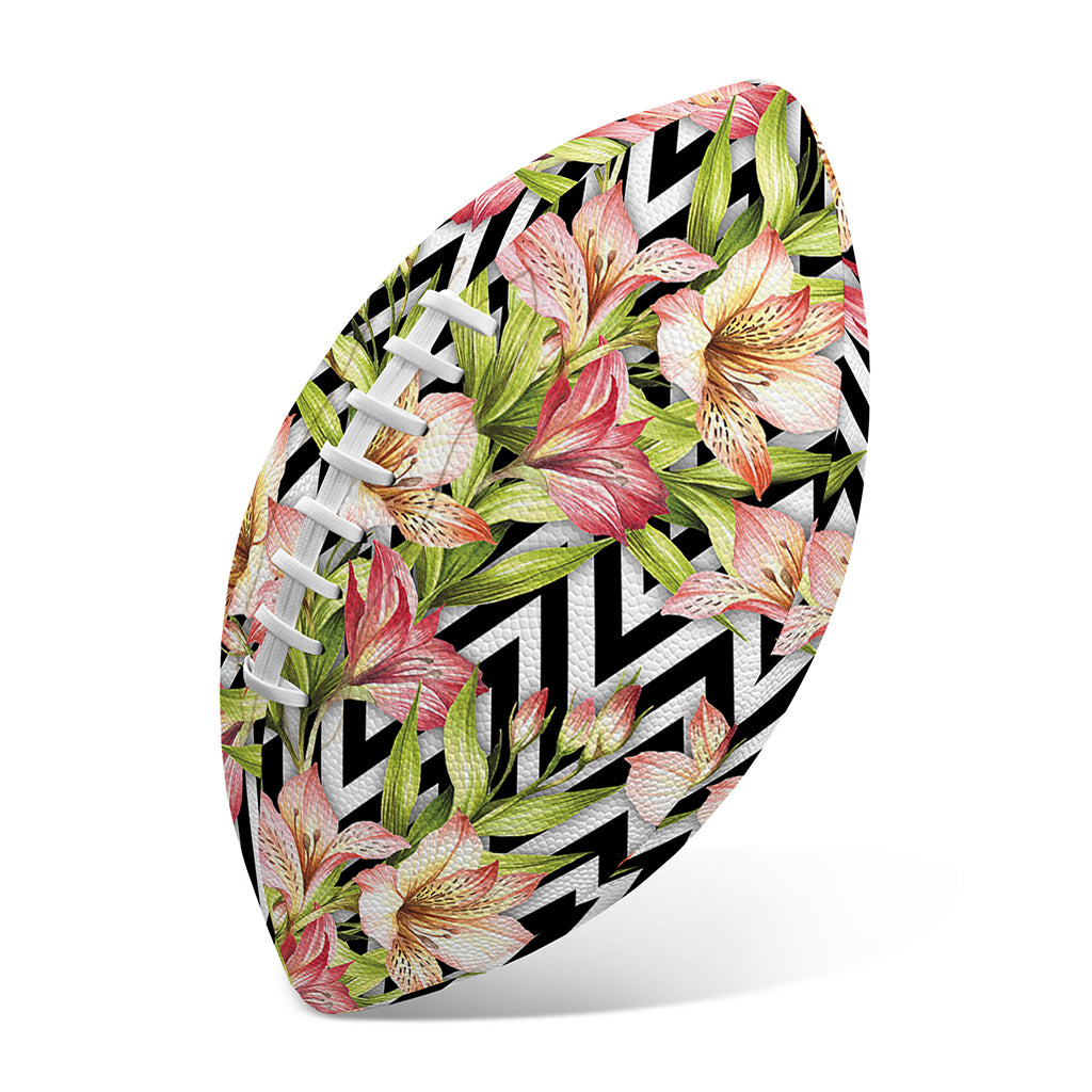 Pastel Alstroemeria Zigzag Pattern Print Rugby Ball