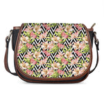 Pastel Alstroemeria Zigzag Pattern Print Saddle Bag