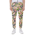 Pastel Alstroemeria Zigzag Pattern Print Joggers