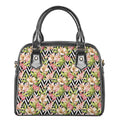 Pastel Alstroemeria Zigzag Pattern Print Shoulder Handbag