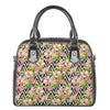 Pastel Alstroemeria Zigzag Pattern Print Shoulder Handbag