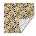 Pastel Alstroemeria Zigzag Pattern Print Silk Bandana