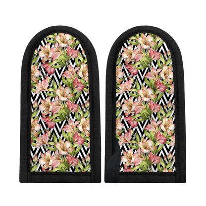 Pastel Alstroemeria Zigzag Pattern Print Skillet Handle Cover
