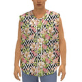 Pastel Alstroemeria Zigzag Pattern Print Sleeveless Baseball Jersey