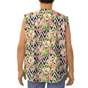 Pastel Alstroemeria Zigzag Pattern Print Sleeveless Baseball Jersey