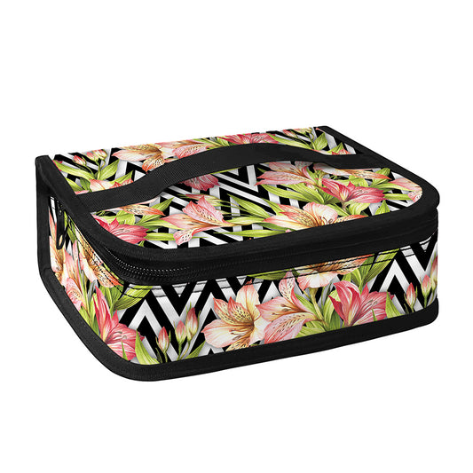 Pastel Alstroemeria Zigzag Pattern Print Small Lunch Bag