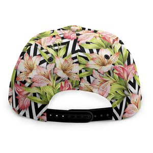 Pastel Alstroemeria Zigzag Pattern Print Snapback Cap