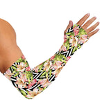 Pastel Alstroemeria Zigzag Pattern Print Sun Protection Arm Sleeves