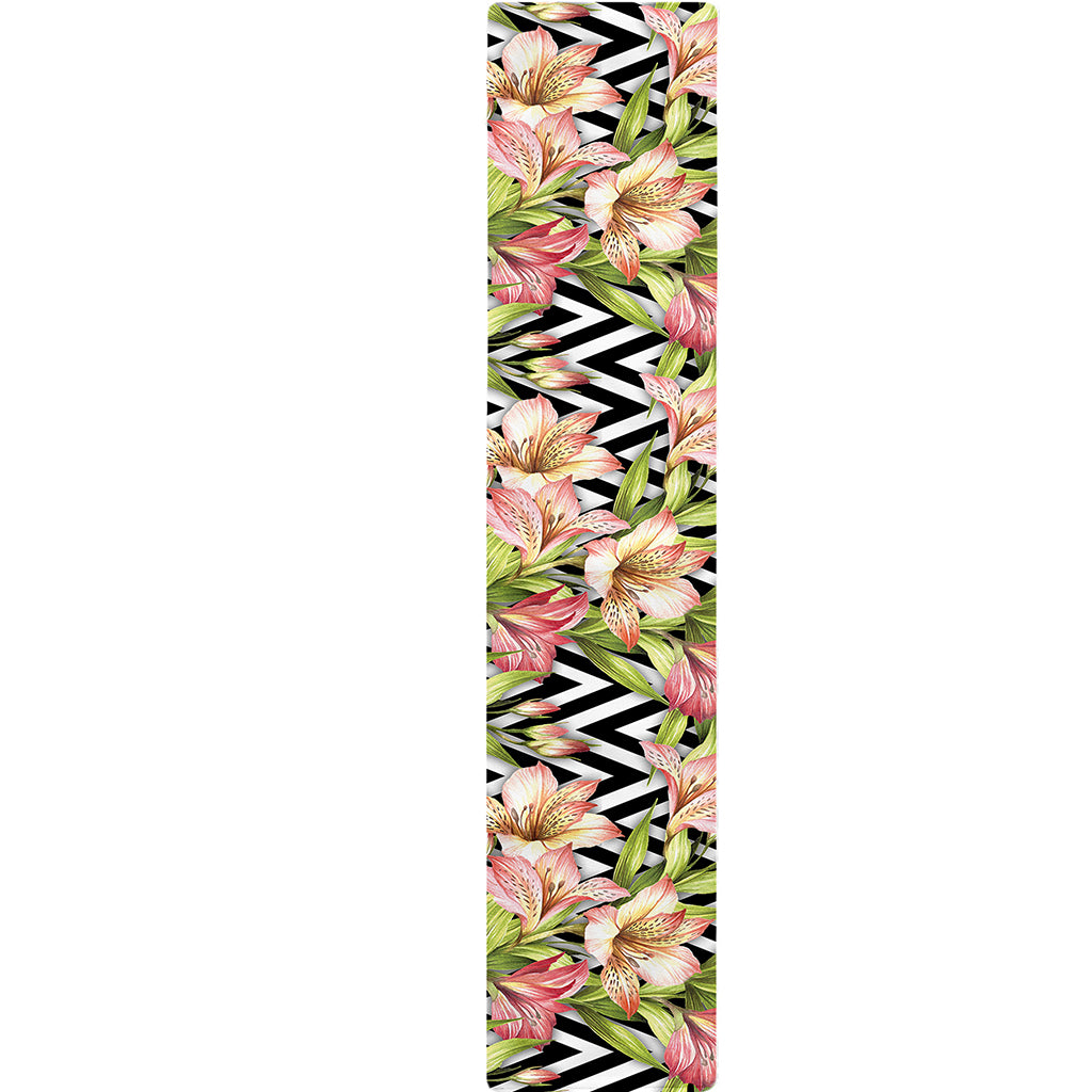 Pastel Alstroemeria Zigzag Pattern Print Table Runner