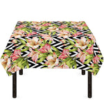 Pastel Alstroemeria Zigzag Pattern Print Tablecloth