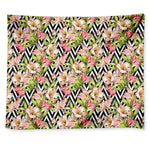 Pastel Alstroemeria Zigzag Pattern Print Tapestry