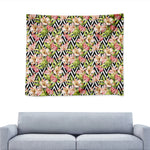 Pastel Alstroemeria Zigzag Pattern Print Tapestry