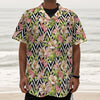 Pastel Alstroemeria Zigzag Pattern Print Textured Short Sleeve Shirt