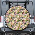 Pastel Alstroemeria Zigzag Pattern Print Tire Cover