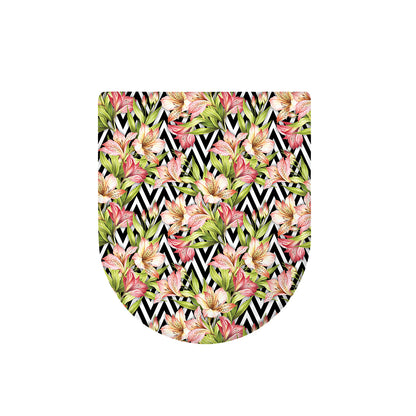 Pastel Alstroemeria Zigzag Pattern Print Toilet Lid Cover