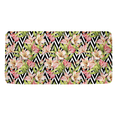 Pastel Alstroemeria Zigzag Pattern Print Towel