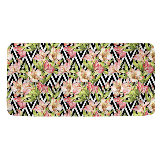 Pastel Alstroemeria Zigzag Pattern Print Towel