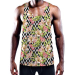 Pastel Alstroemeria Zigzag Pattern Print Training Tank Top