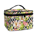 Pastel Alstroemeria Zigzag Pattern Print Travel Makeup Bag