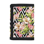 Pastel Alstroemeria Zigzag Pattern Print Trifold Wallet