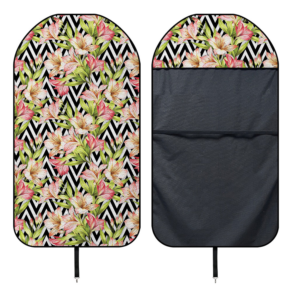 Pastel Alstroemeria Zigzag Pattern Print Waterproof Car Seat Cover