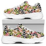 Pastel Alstroemeria Zigzag Pattern Print White Chunky Shoes