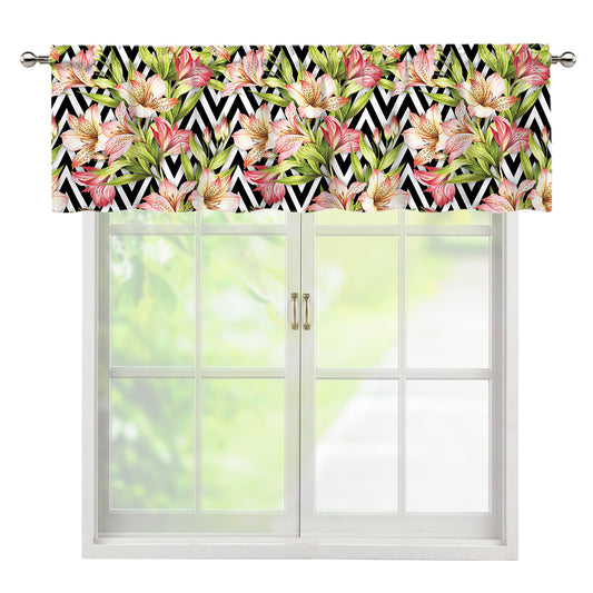 Pastel Alstroemeria Zigzag Pattern Print Window Valance