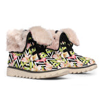 Pastel Alstroemeria Zigzag Pattern Print Winter Boots