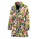 Pastel Alstroemeria Zigzag Pattern Print Women's Bathrobe