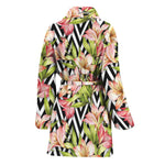 Pastel Alstroemeria Zigzag Pattern Print Women's Bathrobe