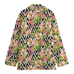 Pastel Alstroemeria Zigzag Pattern Print Women's Blazer