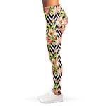 Pastel Alstroemeria Zigzag Pattern Print Women's Leggings