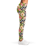 Pastel Alstroemeria Zigzag Pattern Print Women's Leggings