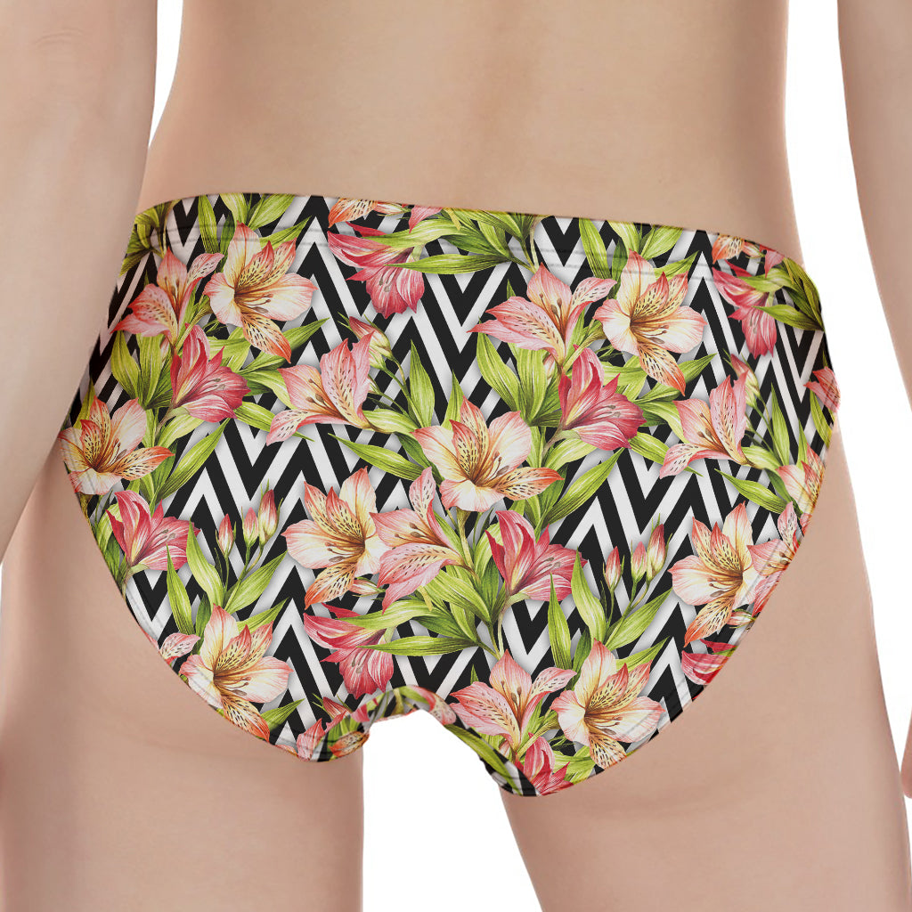 Pastel Alstroemeria Zigzag Pattern Print Women's Panties